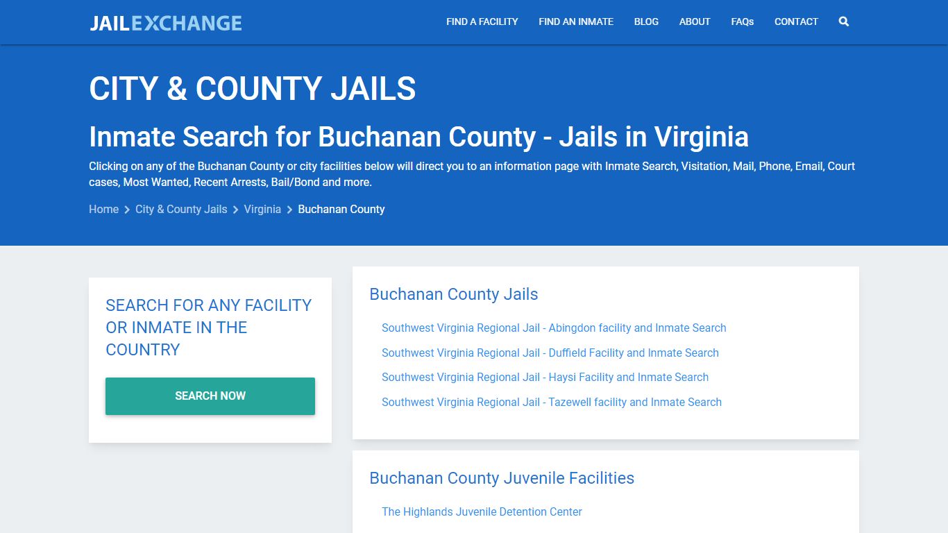 Inmate Search for Buchanan County | Jails in Virginia - Jail Exchange